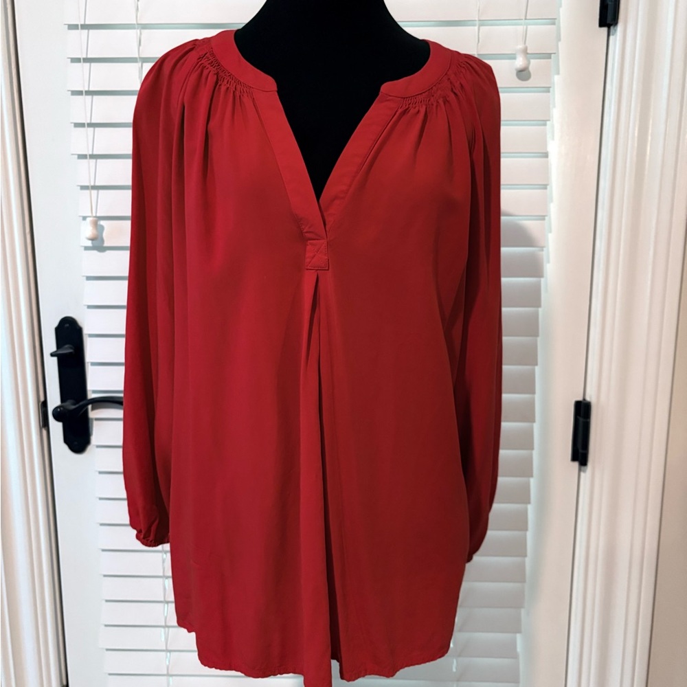 Crown & Ivy Red Long Sleeve Relaxed Blouse